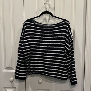 Navy Blue and White Striped Sweater